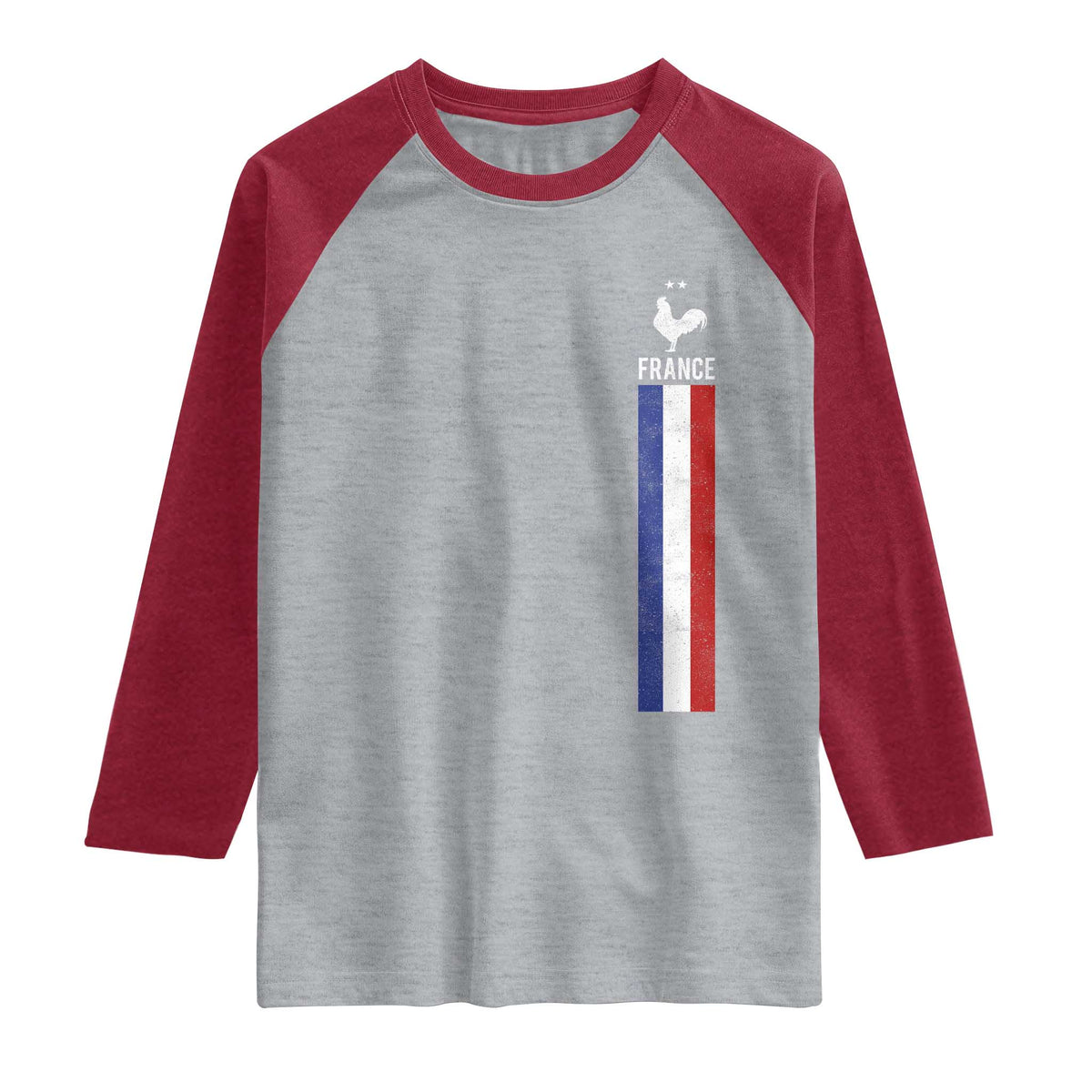 France Football Coq Soccer Throwback Jersey Style Raglan Shirt Vintage French Flag