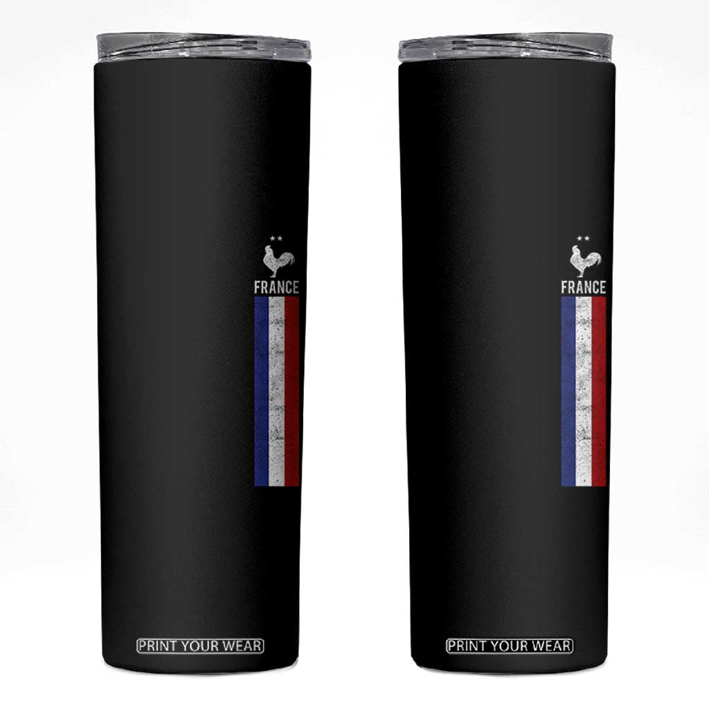 France Football Coq Soccer Throwback Jersey Style Skinny Tumbler Vintage French Flag
