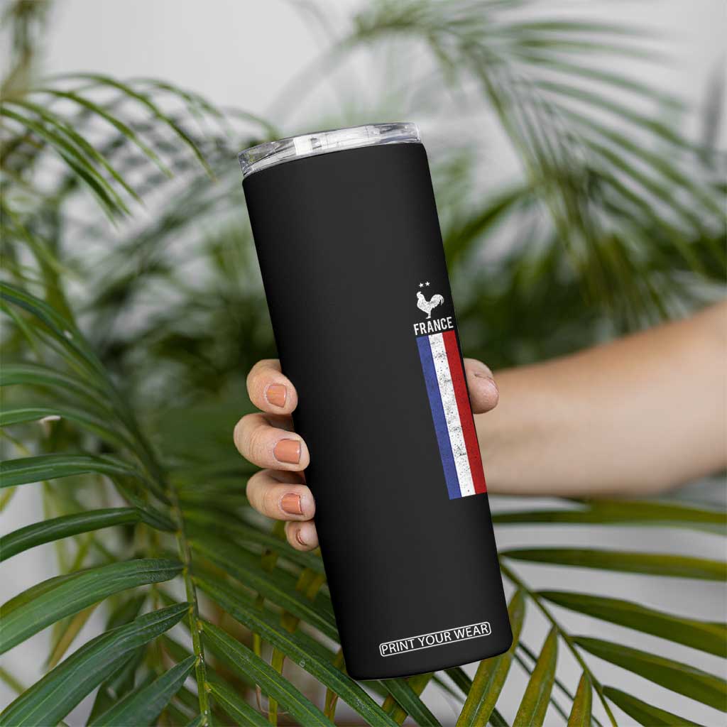France Football Coq Soccer Throwback Jersey Style Skinny Tumbler Vintage French Flag