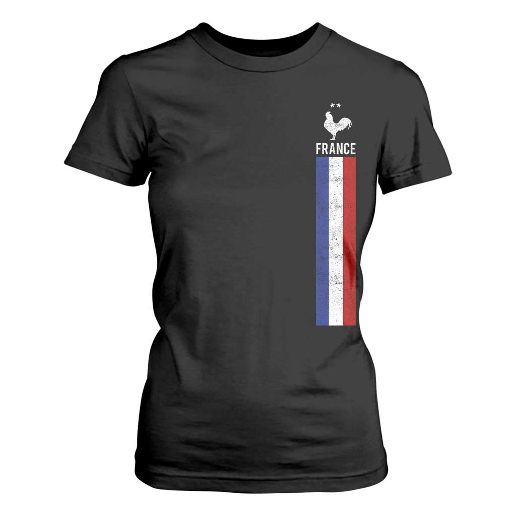 France Football Coq Soccer Throwback Jersey Style T Shirt For Women Vintage French Flag