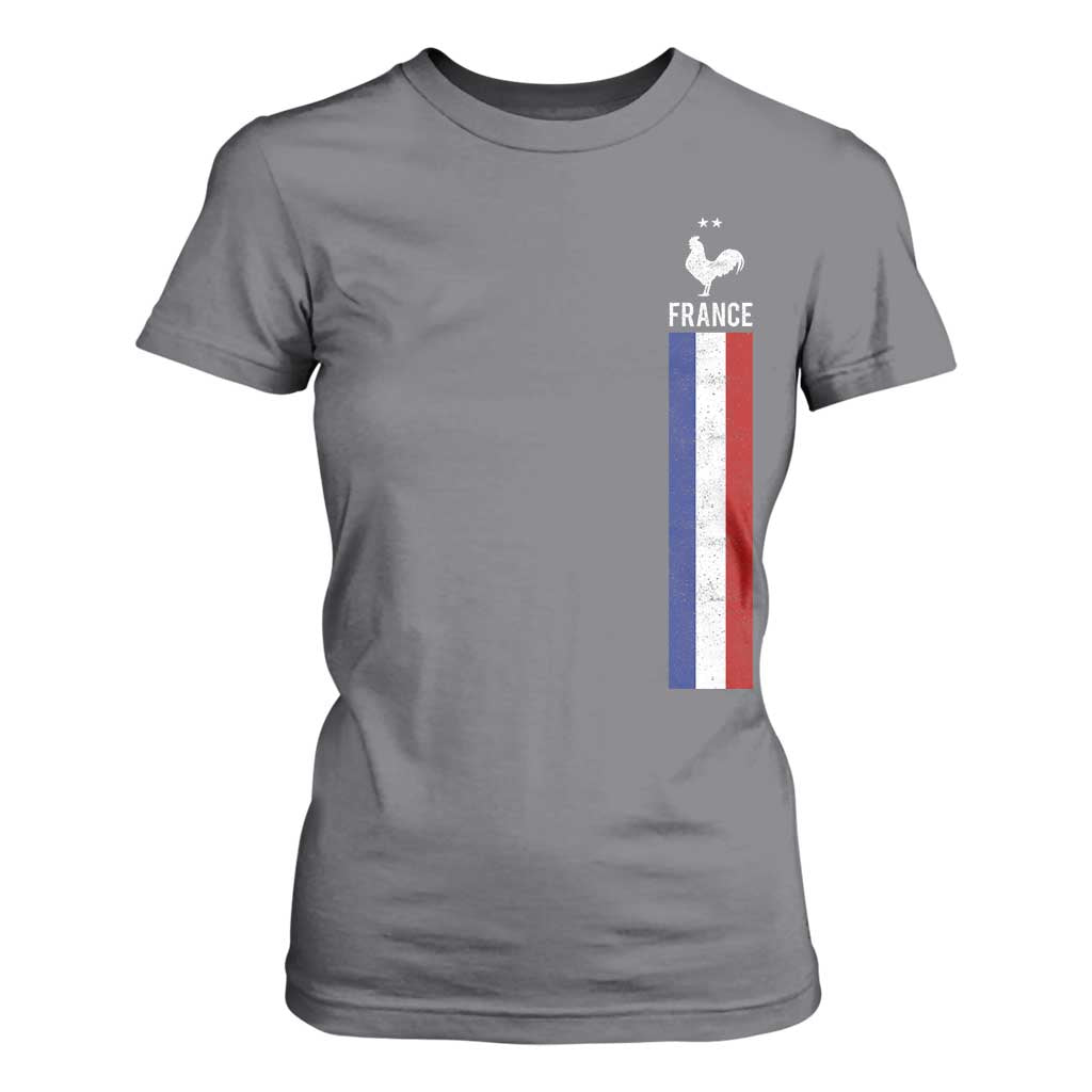 France Football Coq Soccer Throwback Jersey Style T Shirt For Women Vintage French Flag