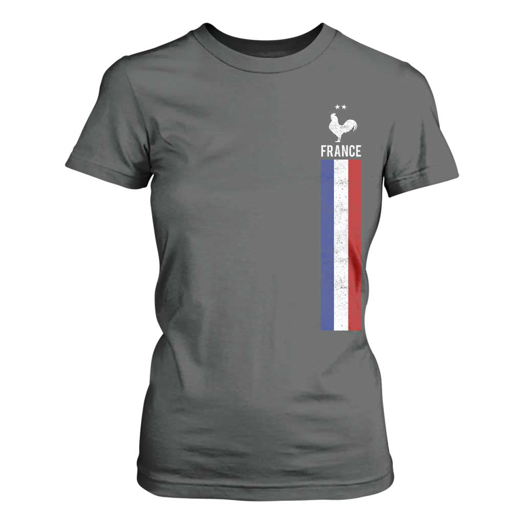 France Football Coq Soccer Throwback Jersey Style T Shirt For Women Vintage French Flag