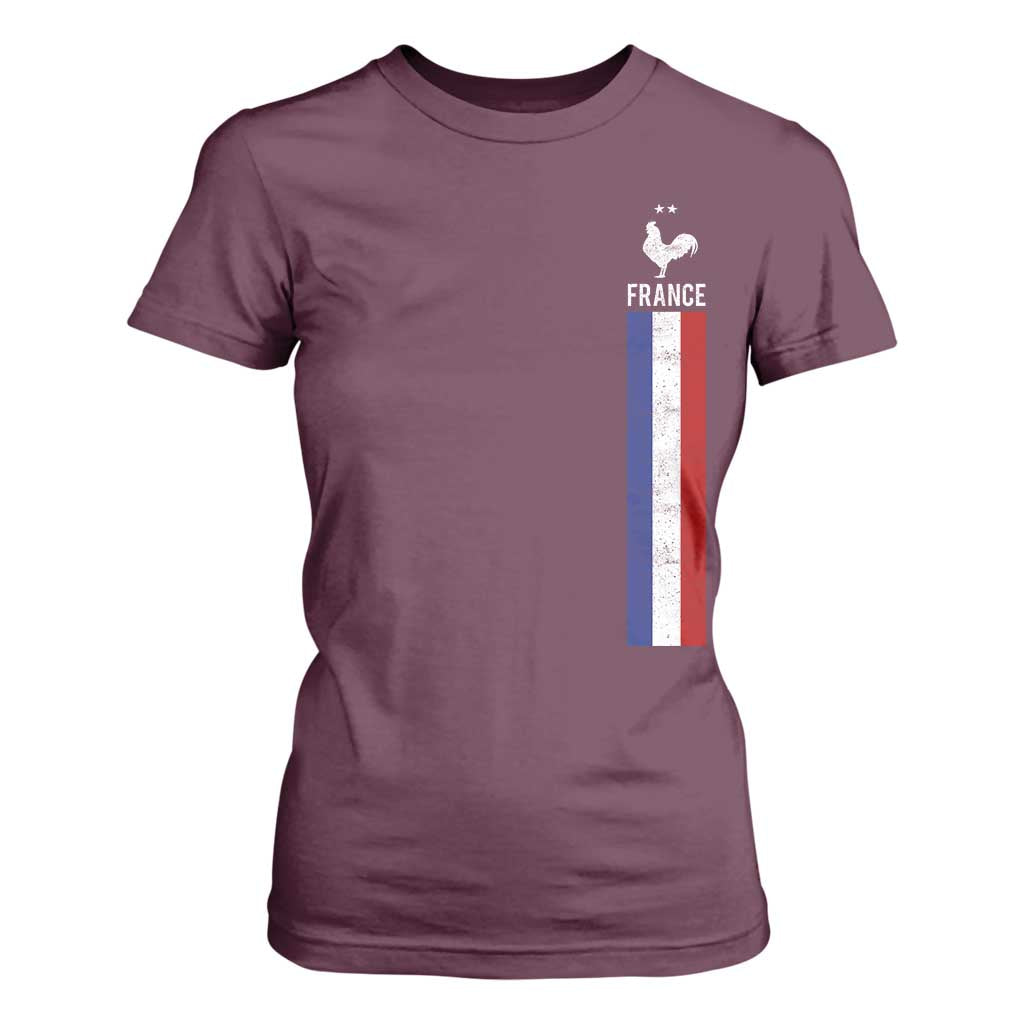 France Football Coq Soccer Throwback Jersey Style T Shirt For Women Vintage French Flag