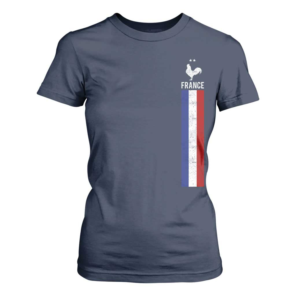France Football Coq Soccer Throwback Jersey Style T Shirt For Women Vintage French Flag
