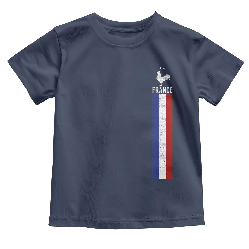 France Football Coq Soccer Throwback Jersey Style Toddler T Shirt Vintage French Flag