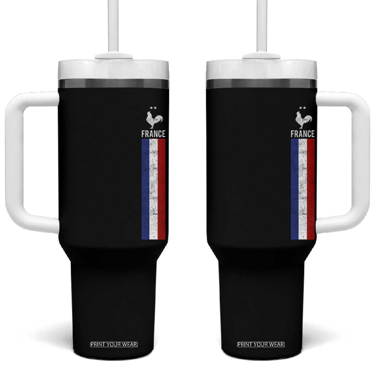 France Football Coq Soccer Throwback Jersey Style Tumbler With Handle Vintage French Flag