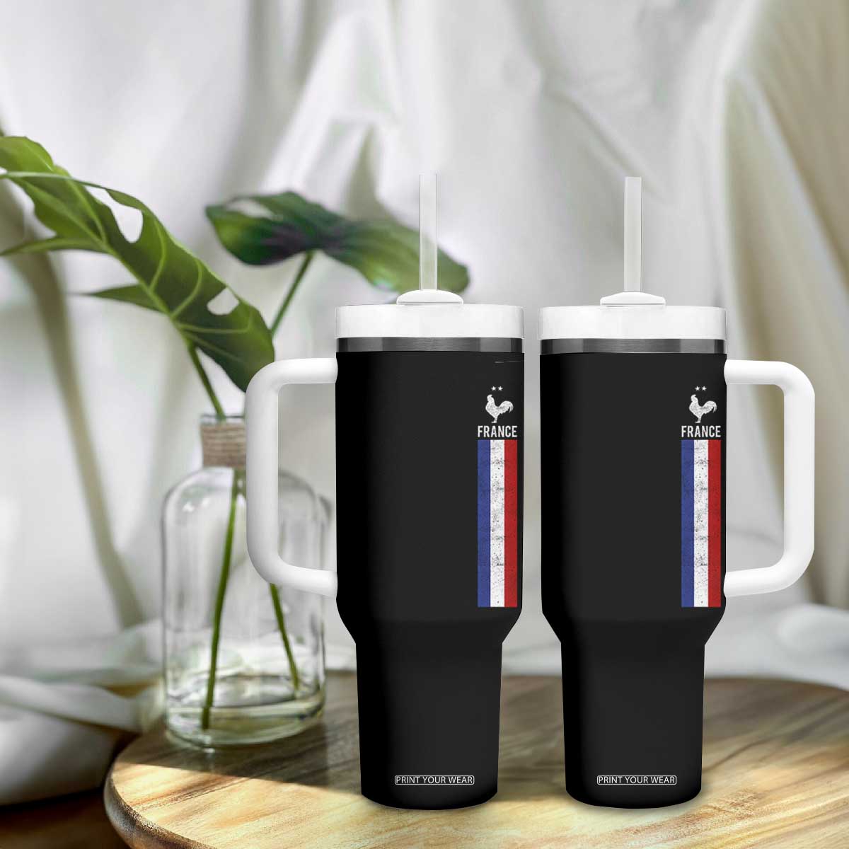 France Football Coq Soccer Throwback Jersey Style Tumbler With Handle Vintage French Flag