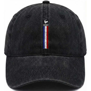 France Football Coq Soccer Throwback Jersey Style Washed Cotton Baseball Cap Vintage French Flag