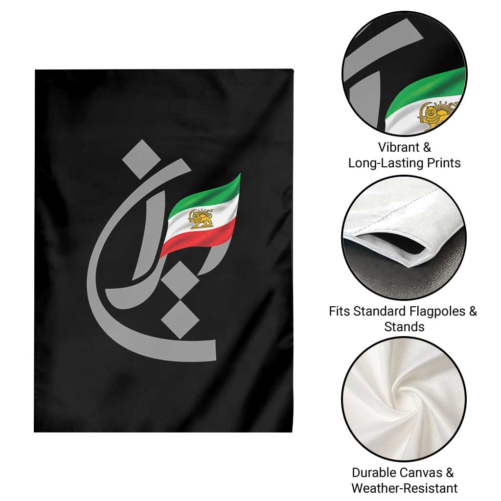 Iran Lion and Sun Flag Persian Calligraphy Garden Flag