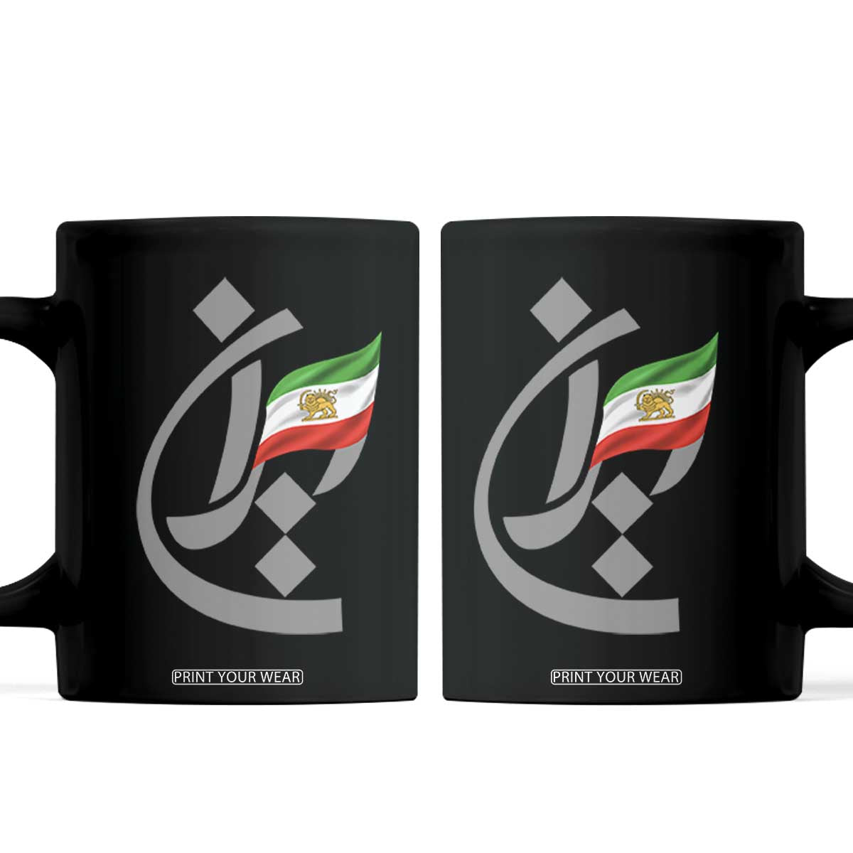 Iran Lion and Sun Flag Persian Calligraphy Coffee Mug