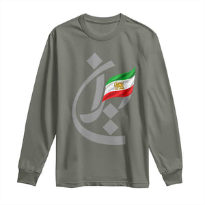 Iran Lion and Sun Flag Persian Calligraphy Long Sleeve Shirt
