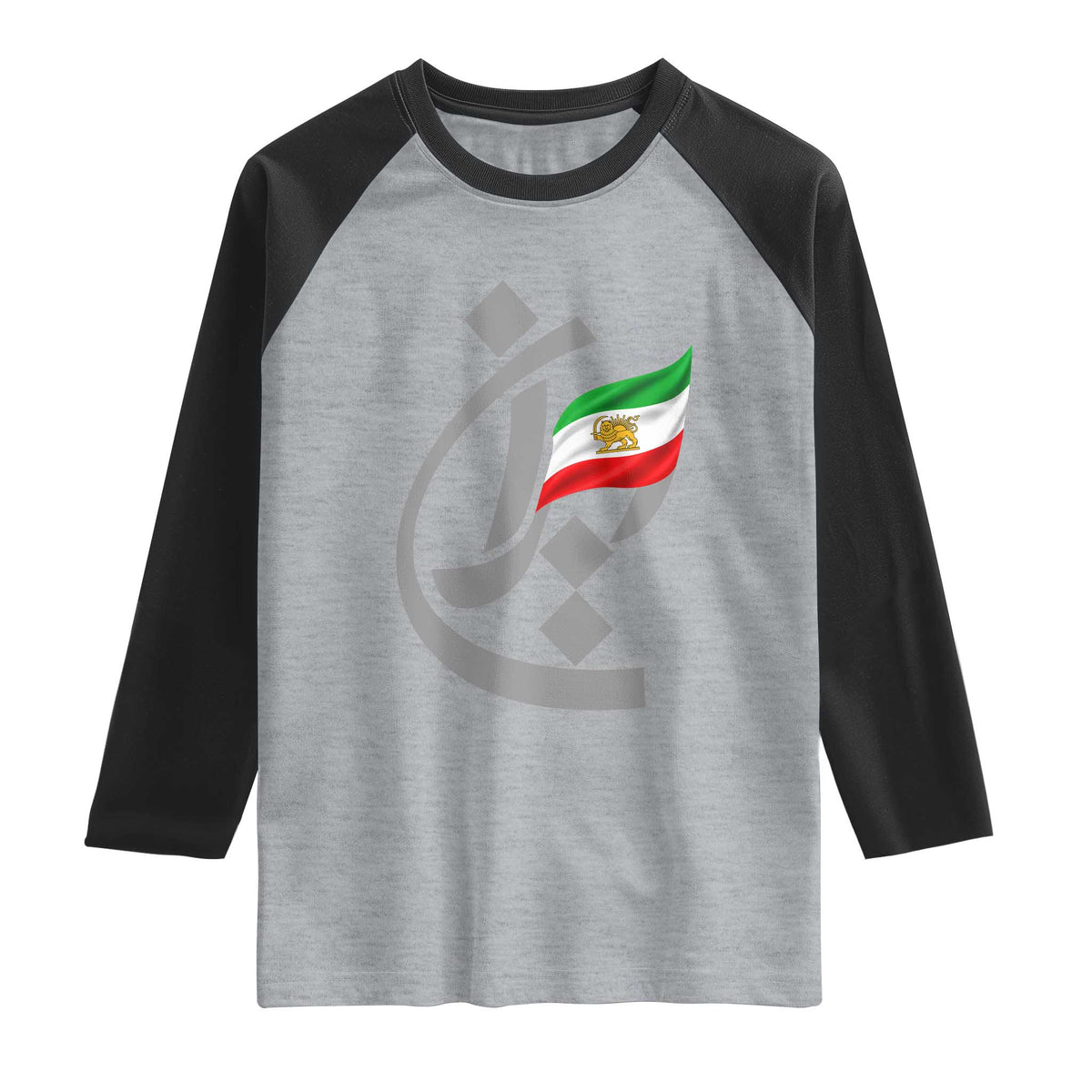 Iran Lion and Sun Flag Persian Calligraphy Raglan Shirt