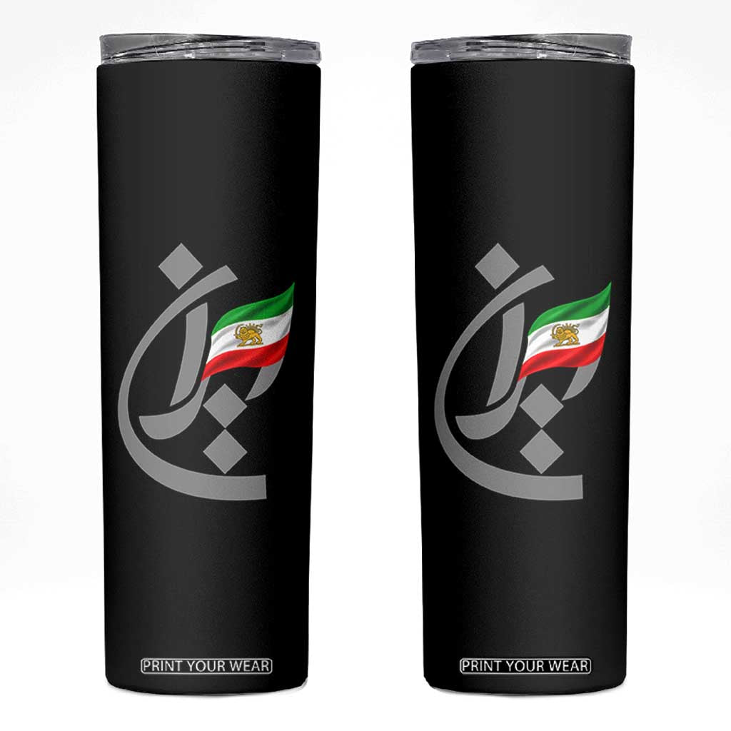 Iran Lion and Sun Flag Persian Calligraphy Skinny Tumbler