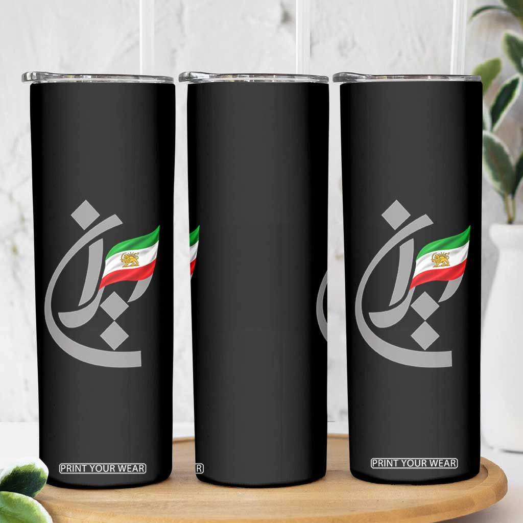 Iran Lion and Sun Flag Persian Calligraphy Skinny Tumbler