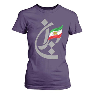 Iran Lion and Sun Flag Persian Calligraphy T Shirt For Women