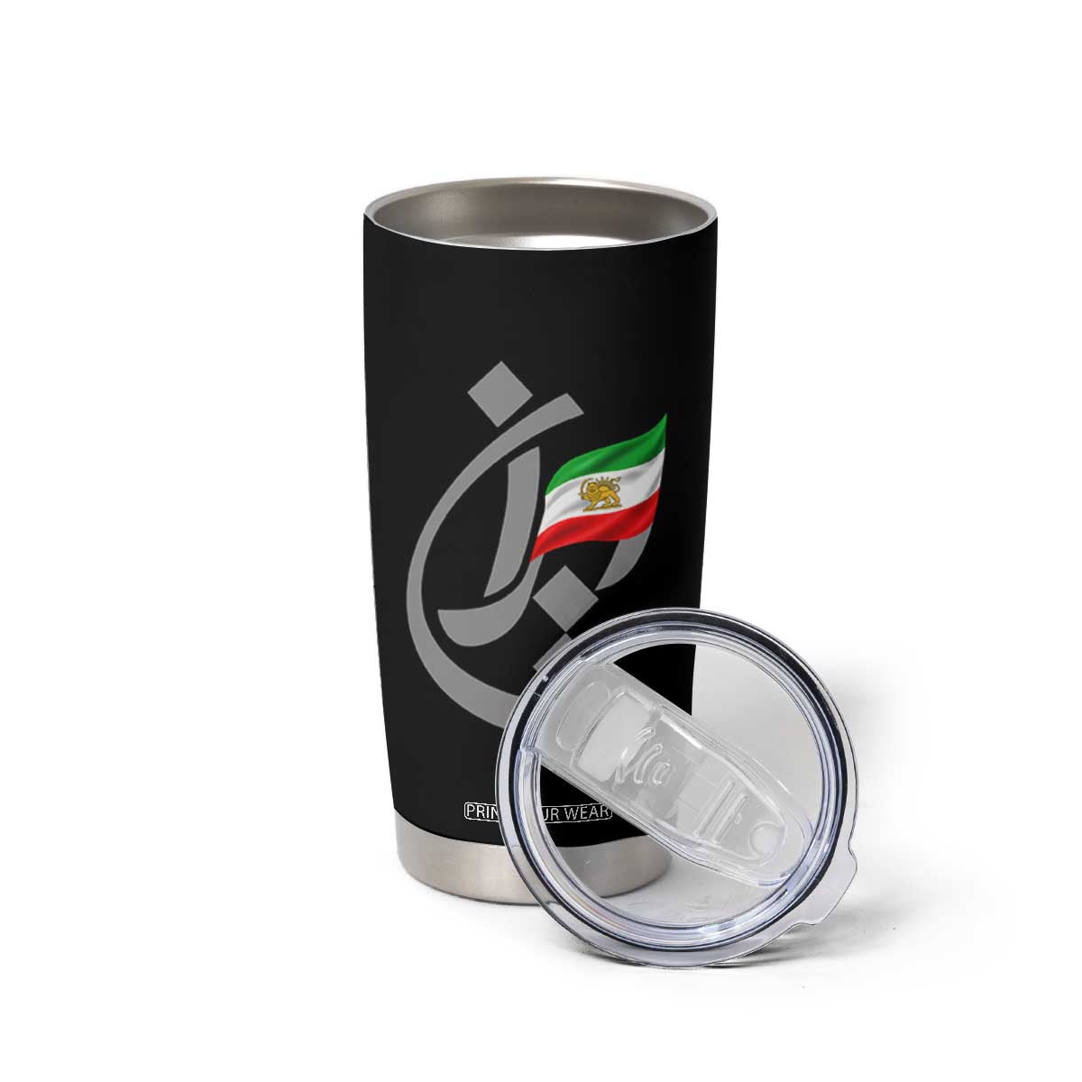 Iran Lion and Sun Flag Persian Calligraphy Tumbler Cup