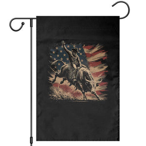 Patiotic Bull Rider Vintage Bull Riding Cowboy American Flag Garden Flag