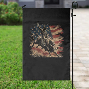 Patiotic Bull Rider Vintage Bull Riding Cowboy American Flag Garden Flag
