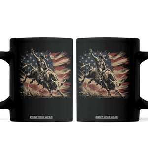 Patiotic Bull Rider Vintage Bull Riding Cowboy American Flag Coffee Mug