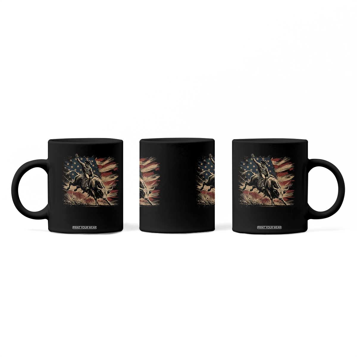 Patiotic Bull Rider Vintage Bull Riding Cowboy American Flag Coffee Mug