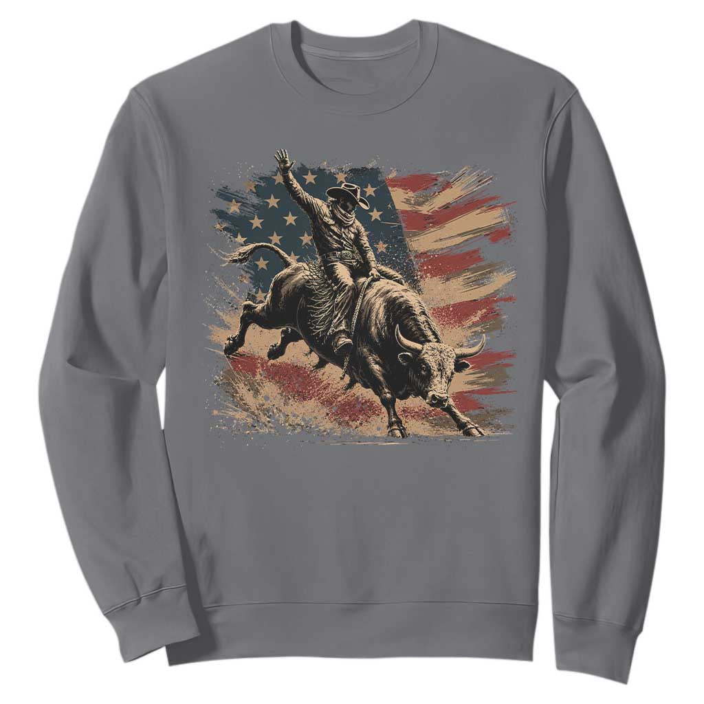 Patiotic Bull Rider Vintage Bull Riding Cowboy American Flag Sweatshirt