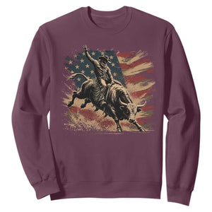Patiotic Bull Rider Vintage Bull Riding Cowboy American Flag Sweatshirt