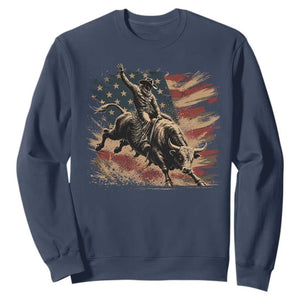 Patiotic Bull Rider Vintage Bull Riding Cowboy American Flag Sweatshirt