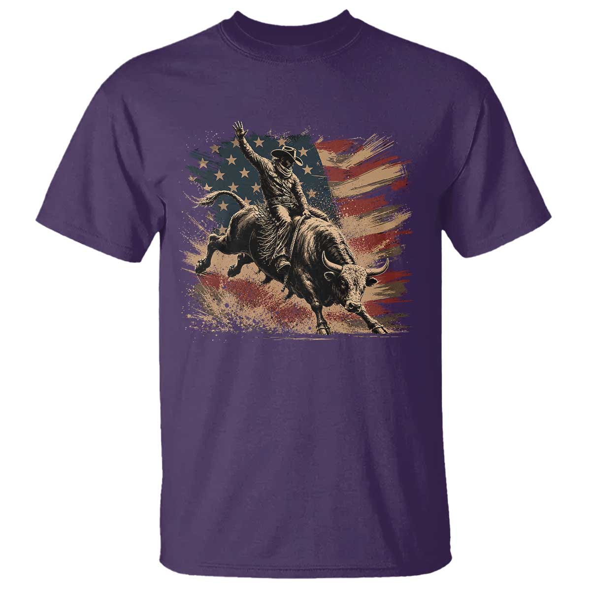 Patiotic Bull Rider Vintage Bull Riding Cowboy American Flag T Shirt