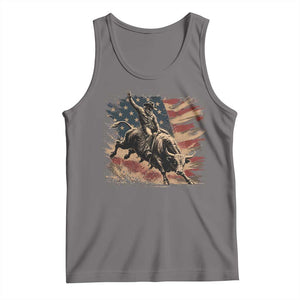 Patiotic Bull Rider Vintage Bull Riding Cowboy American Flag Tank Top