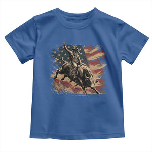 Patiotic Bull Rider Vintage Bull Riding Cowboy American Flag Toddler T Shirt