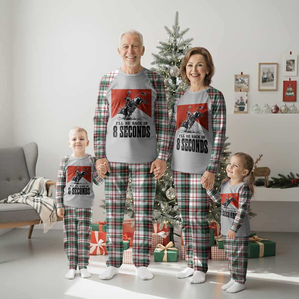 Funny Bull Rider Plaid Pajama Set I'll Be Back In 8 Seconds Bull Riding Rodeo