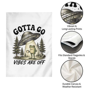 Funny Frog Alien Abduction Garden Flag Gotta Go Vibes Are Off UFO Forest