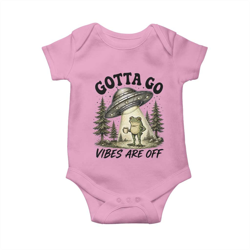Funny Frog Alien Abduction Baby Onesie Gotta Go Vibes Are Off UFO Forest