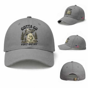Funny Frog Alien Abduction Baseball Cap Gotta Go Vibes Are Off UFO Forest