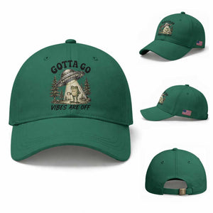 Funny Frog Alien Abduction Baseball Cap Gotta Go Vibes Are Off UFO Forest