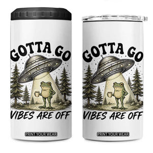 Funny Frog Alien Abduction 4 in 1 Can Cooler Tumbler Gotta Go Vibes Are Off UFO Forest