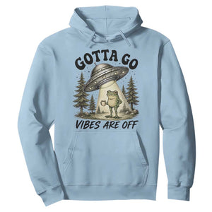 Funny Frog Alien Abduction Hoodie Gotta Go Vibes Are Off UFO Forest