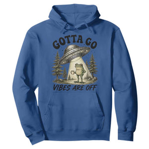 Funny Frog Alien Abduction Hoodie Gotta Go Vibes Are Off UFO Forest
