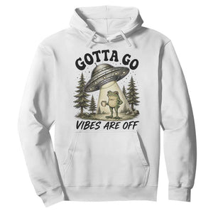 Funny Frog Alien Abduction Hoodie Gotta Go Vibes Are Off UFO Forest