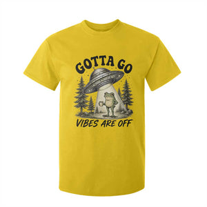 Funny Frog Alien Abduction T Shirt For Kid Gotta Go Vibes Are Off UFO Forest