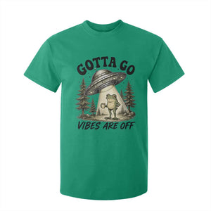 Funny Frog Alien Abduction T Shirt For Kid Gotta Go Vibes Are Off UFO Forest