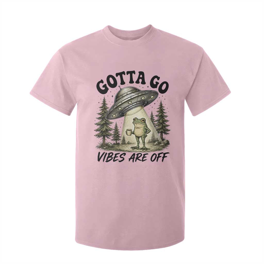 Funny Frog Alien Abduction T Shirt For Kid Gotta Go Vibes Are Off UFO Forest