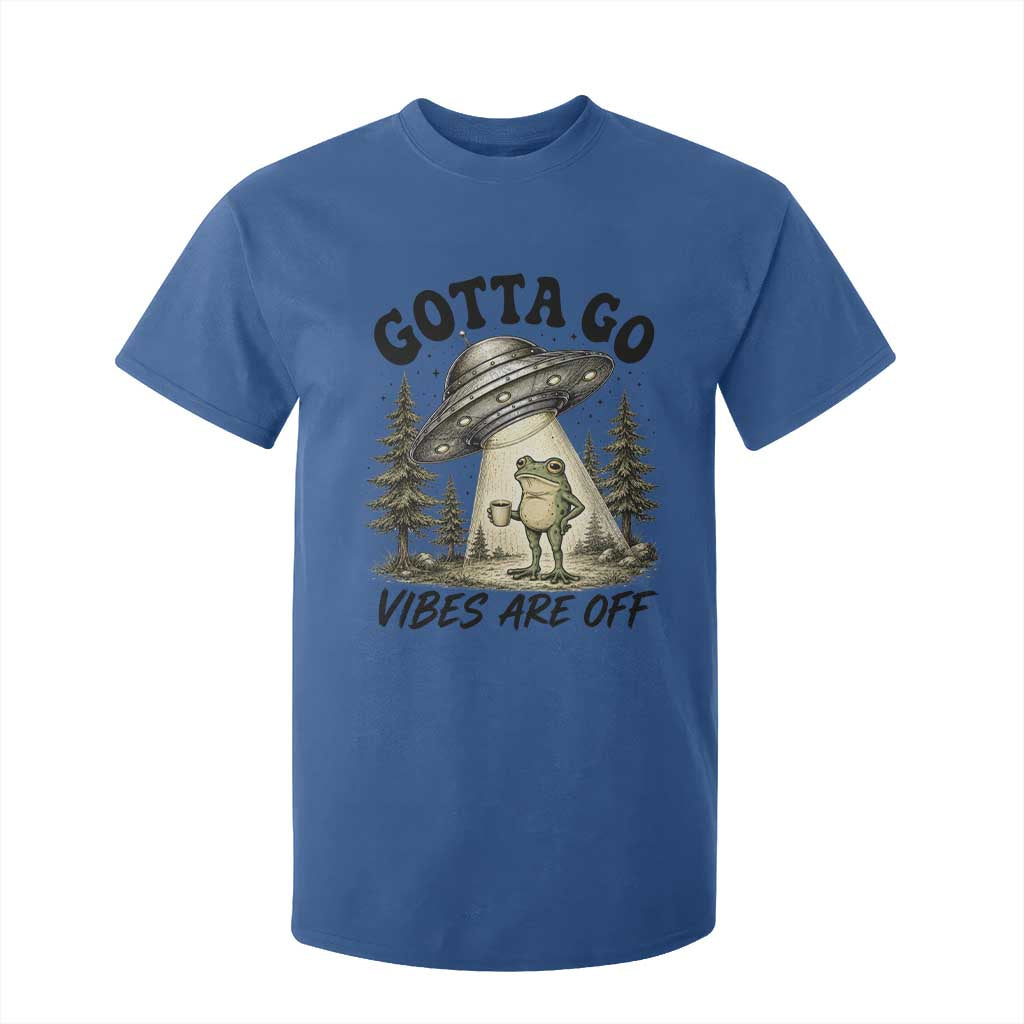 Funny Frog Alien Abduction T Shirt For Kid Gotta Go Vibes Are Off UFO Forest