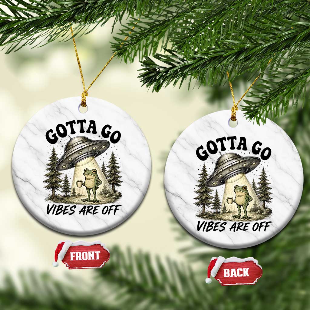 Funny Frog Alien Abduction Ceramic Ornament Gotta Go Vibes Are Off UFO Forest TS11 1pc White Marble Print Your Wear