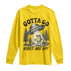 Funny Frog Alien Abduction Long Sleeve Shirt Gotta Go Vibes Are Off UFO Forest
