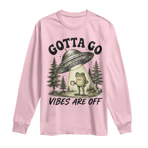 Funny Frog Alien Abduction Long Sleeve Shirt Gotta Go Vibes Are Off UFO Forest