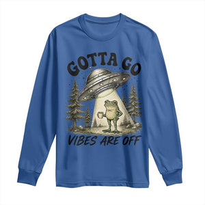 Funny Frog Alien Abduction Long Sleeve Shirt Gotta Go Vibes Are Off UFO Forest