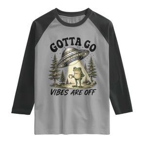 Funny Frog Alien Abduction Raglan Shirt Gotta Go Vibes Are Off UFO Forest