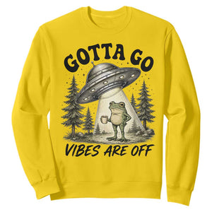 Funny Frog Alien Abduction Sweatshirt Gotta Go Vibes Are Off UFO Forest