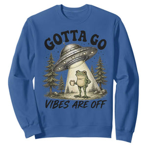 Funny Frog Alien Abduction Sweatshirt Gotta Go Vibes Are Off UFO Forest